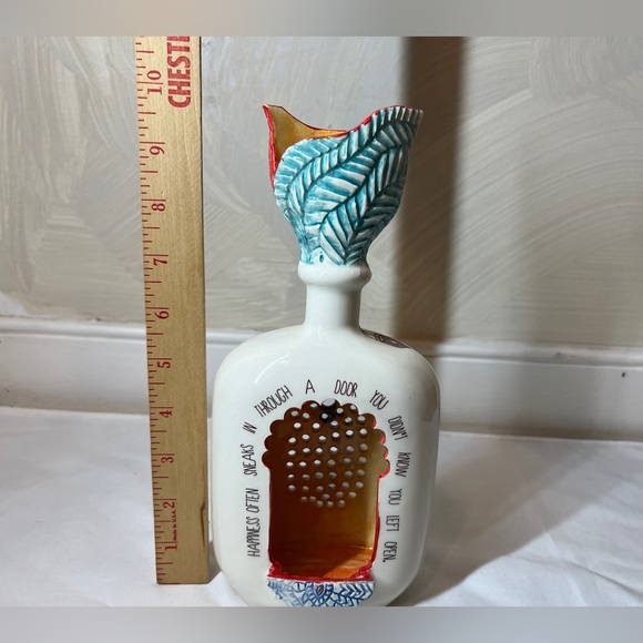 Ceramic vented Tea Candle Lantern Elegant Art Deco standing or hanging|10” Tall - Picture 12 of 17